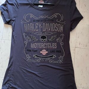 Harley-Davidson Black and Orange Logo Tee